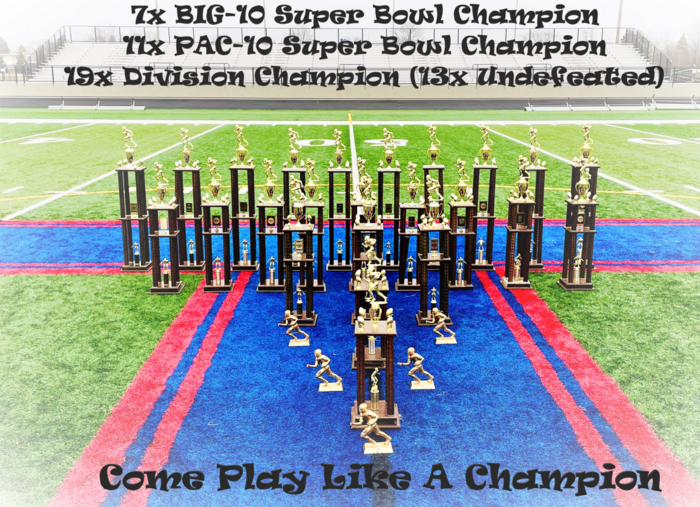 Come Play Like a Champion — Kenosha Ramblers trophies